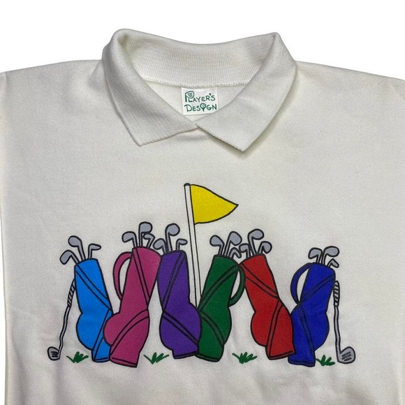 Vintage 90s Player's Design golfing golf sweater with collar - Picture 2 of 3